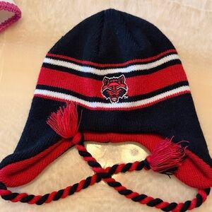Kids Red and Black Knit Earflap Beanie Hat
